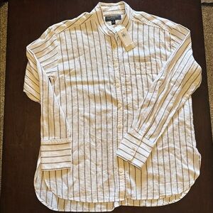 Banana Republic White Striped linen blend shirt